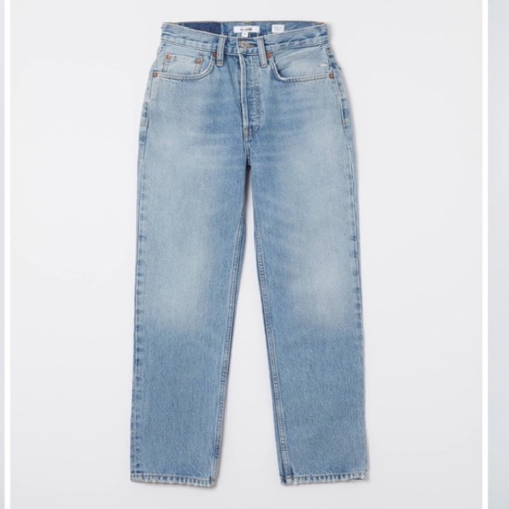 Re/Done Women's Straight Leg Jeans — Light Blue Denim